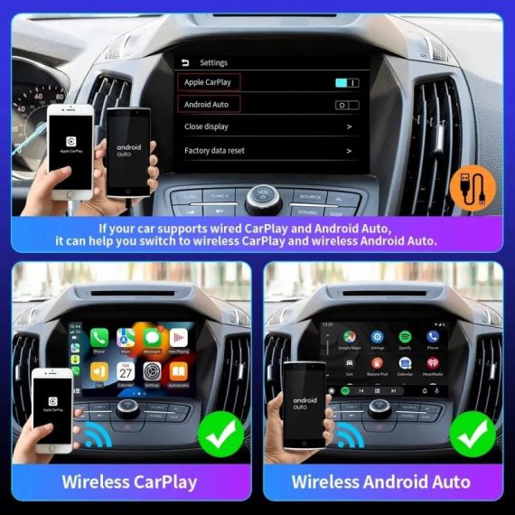 Automobiles & Motorcycles | Ekiy New Mini Carplay Wireless For Toyota Mazda Nissan Camry Suzuki Subaru Citroen Audi Mercedes Kia Ford Opel Ios15 Spotify Bt Automobiles & Motorcycles Automobiles & Motorcycles