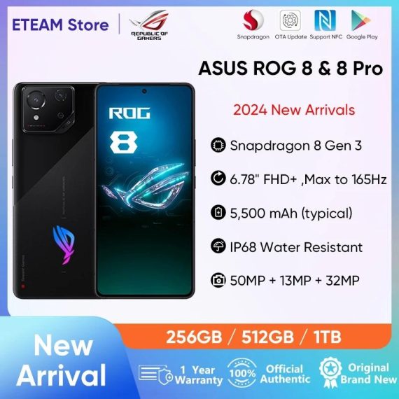 Cell Phones & Accessories | 2024 New Arrival Asus Rog 8 & 8 Pro 5G Gaming Phone Snapdragon 8 Gen 3 6.78” 165Hz Amoled Screen 5500Mah 65W Fast Charge Cell Phones & Accessories Cell Phones & Accessories