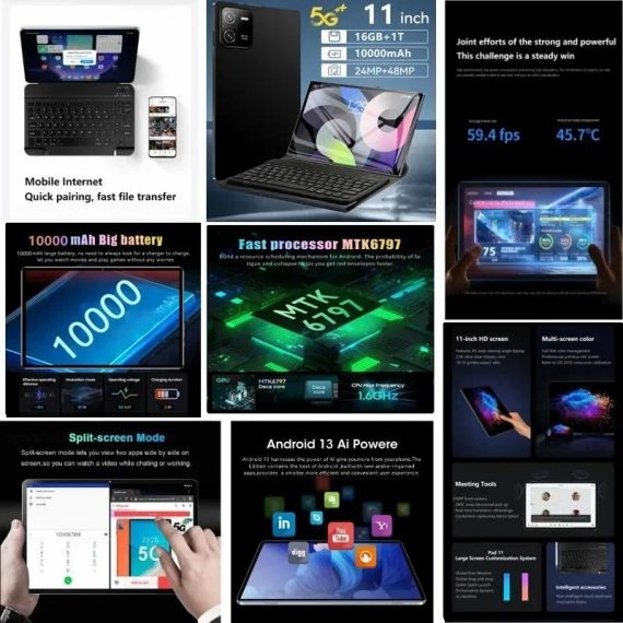 Cell Phones & Accessories | 2024 Original Global Version Pad 6 Pro Tablets 11Inch Hd 4K Pc 16Gb+1Tb 10000Mah Android 13 5G Dual Sim Card Phone Call Wifi Tab Cell Phones & Accessories Cell Phones & Accessories