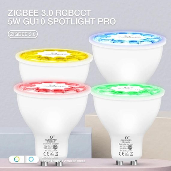 Cell Phones & Accessories | Zigbee3.0 Smart Gledopto Pro 5W Gu10 Led Spotlight Rgb Cct Color 2200-6500K Work With Tuya App Alexa App Voice Rf Remote Control Cell Phones & Accessories Cell Phones & Accessories