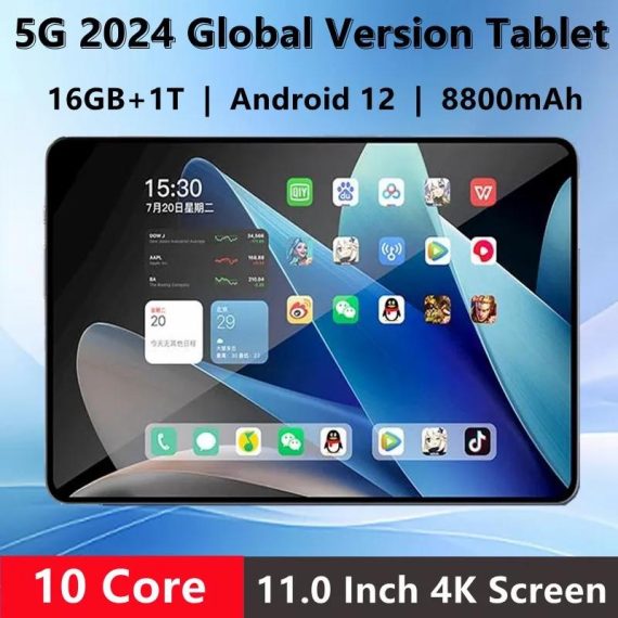 Computers & It Accessories | 2024 Global Version New 11 Inch Tablets Android 12 Deca Core 16Gb Ram 1T Rom Dual 5G Lte Phone Call Bluetooth Wifi Wps Tablet Pc Computers & It Accessories Computers & It Accessories