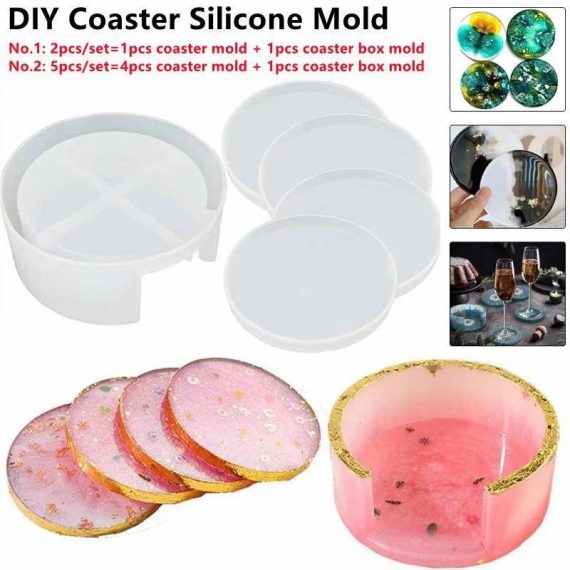 Consumer Electronics | Crystal Drop Adhesive Epoxy Resin Coaster Silicone Mold – Diy Circular Coaster Box And Storage Box Set For Home Decor Consumer Electronics Consumer Electronics