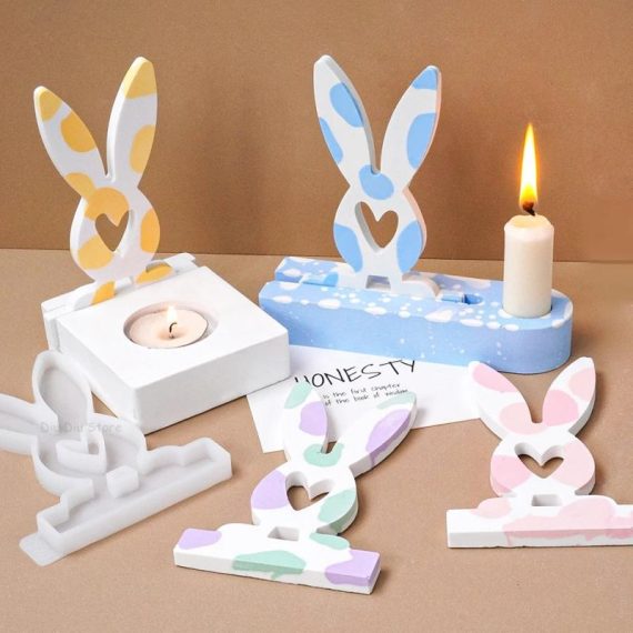 Garden Supplies | 3D Love Rabbit Candle Holder Silicone Mold Diy Easter Bunny Plaster Ornament Making Concrete Resin Candlestick Casting Molds Consumer Electronics Consumer Electronics