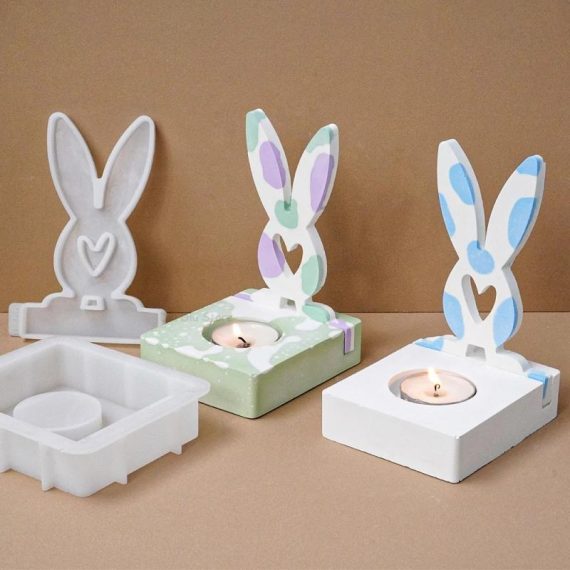 Garden Supplies | 3D Love Rabbit Candle Holder Silicone Mold Diy Easter Bunny Plaster Ornament Making Concrete Resin Candlestick Casting Molds Consumer Electronics Consumer Electronics