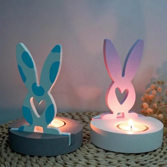 Garden Supplies | 3D Love Rabbit Candle Holder Silicone Mold Diy Easter Bunny Plaster Ornament Making Concrete Resin Candlestick Casting Molds Consumer Electronics Consumer Electronics