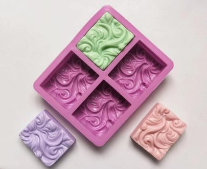 Garden Supplies | 4-Chamber 3D Handmade Silicone Soap Mold Wavy Ripple Pattern Flower Shaped Soap Making Mold Diy Square Round Soap Consumer Electronics Consumer Electronics