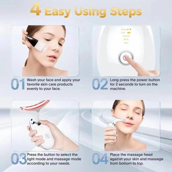 Health & Beauty | Neck Facial Massager Lifting Ems Microcurrent Led Photon Therapy Vibration Face Beautify Anti Wrinkles Tightening Skin Care Tool Consumer Electronics Consumer Electronics