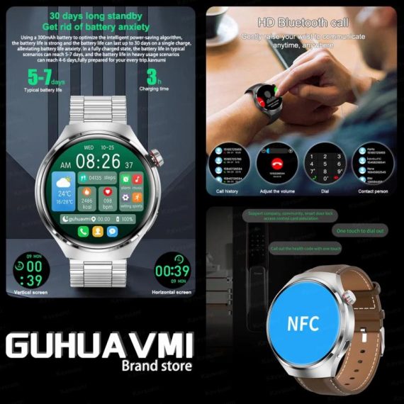 Jewelry & Watches | New For Huawei Gt4 Pro Smart Watch Men Amoled Hd Screen Heart Rate Bluetooth Call Nfc Blood Sugar Gps Tracker Watch 4 Smartwatch Consumer Electronics Consumer Electronics