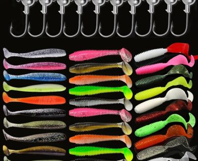 Outdoors & Sports | 10Pcs/30Pcs Soft Fishing Lures Kit Silicone Lure Set Artificial Bait Worm With Crank Jig Head Hook Outdoors & Sports Outdoors & Sports