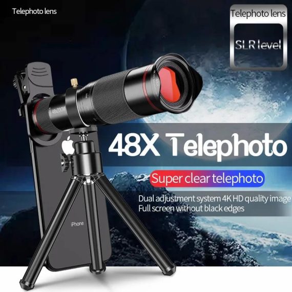 Outdoors & Sports | 48X Super Telephoto Zoom Mobile Phone Lens Powerful Monocular Metal Telescope Mobile Hd Telephoto Lens With Tripod For Camping Outdoors & Sports Outdoors & Sports