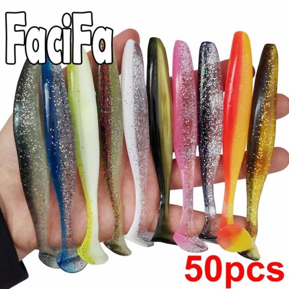 Outdoors & Sports | 50Pcs Soft Lure Silicone Bait Shad Wobbler Fishing Lure Sea Worm Swimbait Streamer Silicone Lure Spinnerbait Fishing Accessories Outdoors & Sports Outdoors & Sports