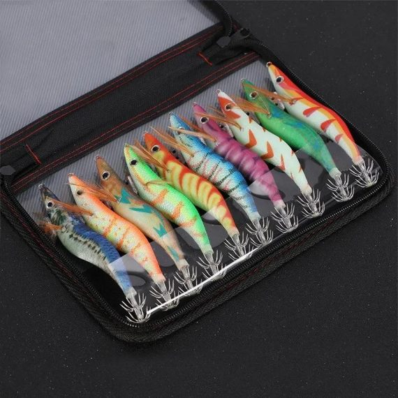 Outdoors & Sports | Fishing Wood Shrimp Luminous Squid Octopus Lure 10Pcs 3.0 3D Eyes Fishing Lure Hard Bait Wobbler Squid Jig Lure With Bag Outdoors & Sports Outdoors & Sports