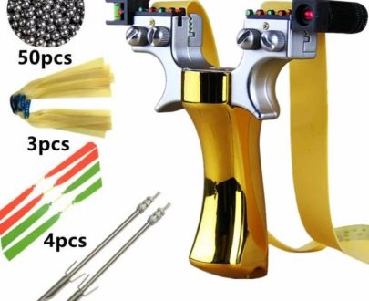 Outdoors & Sports | High Precision Red Laser Shooting Slingshot Outdoor Hunting Practice Flat Rubber Band Aiming Steel Ball Fishing Arrows Package Outdoors & Sports Outdoors & Sports